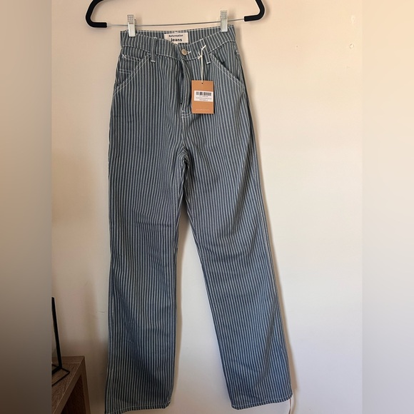 Reformation Denim - Reformation Jeans Wilder Painter High Rise Wide Leg Jean in Pinstripe NWT Sz 23